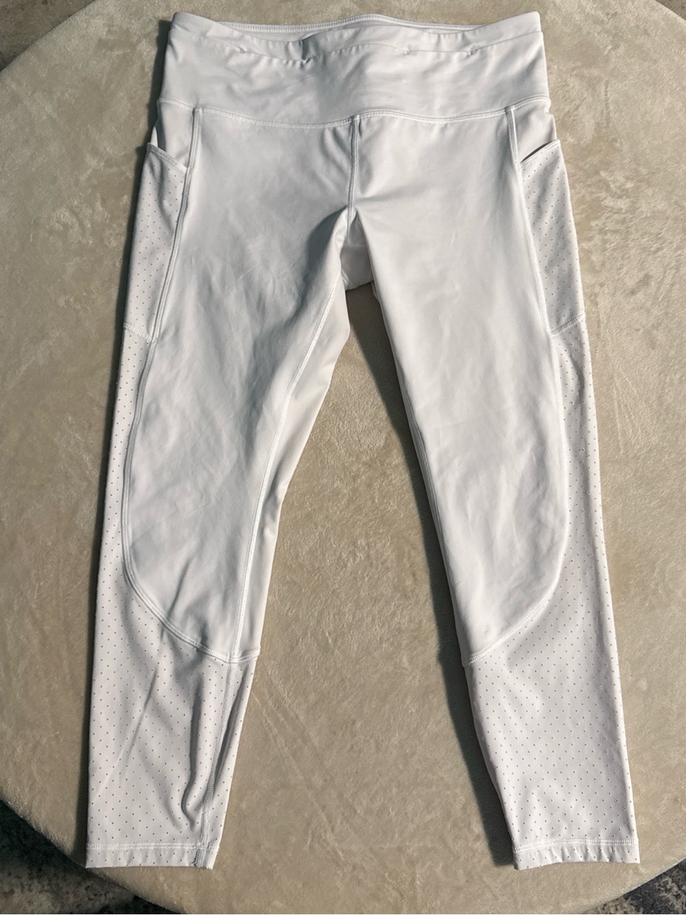 lululemon athletica White Performance Leggings with Perforated Zip Detail